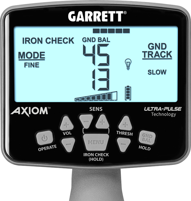 Garrett Axiom Waterproof Metal Detector with Mono 13″x11″ and DD 11″x7″Search 
