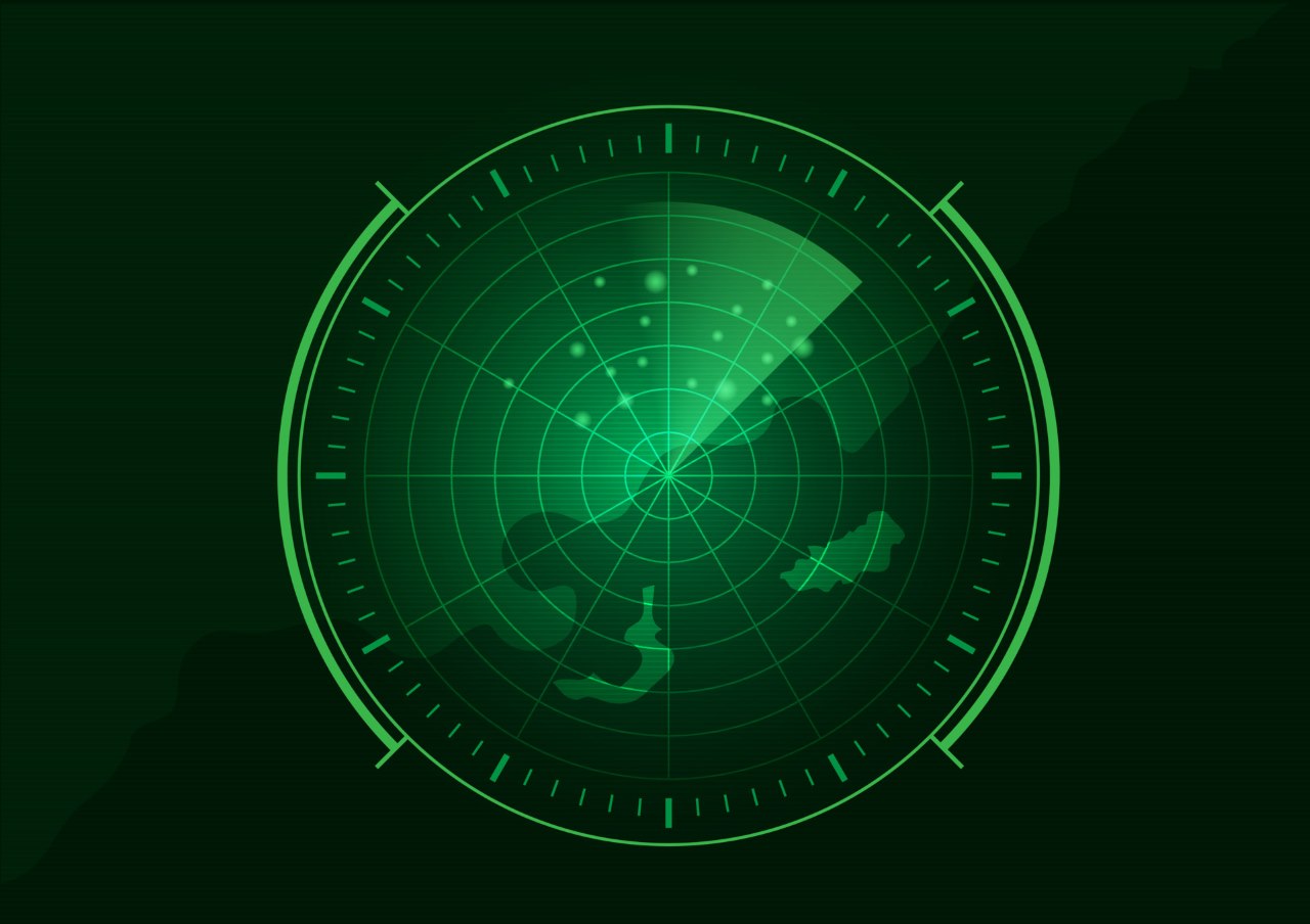 vector green radar on black background concept