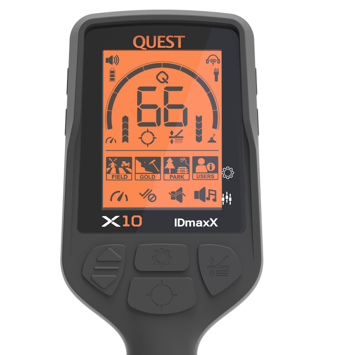 QUEST X10 IDmaxX Metal Detector with 11x10" Blade11 Waterproof Search Coil