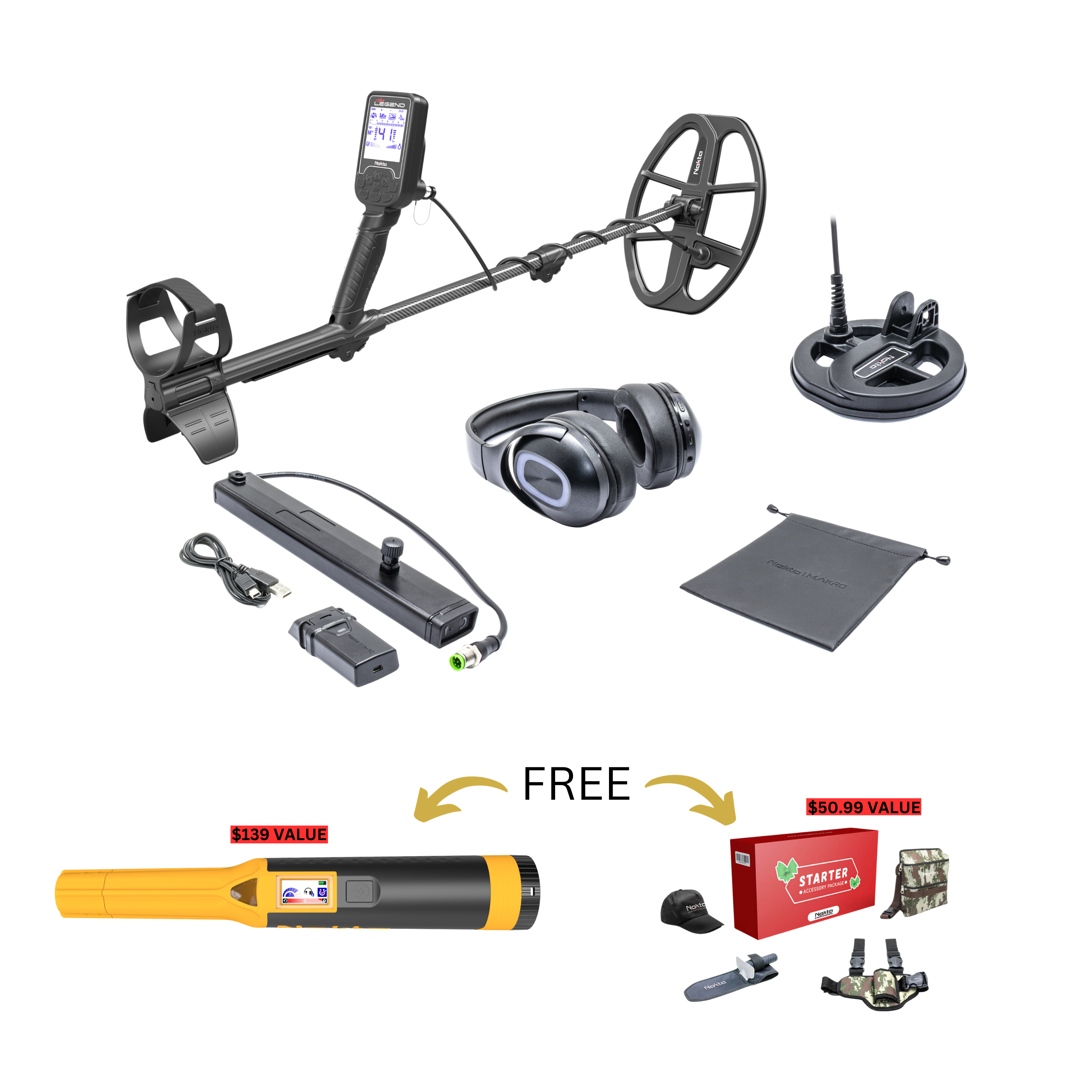 NOKTA The Legend Pro Pack Waterproof Metal Detector with 11